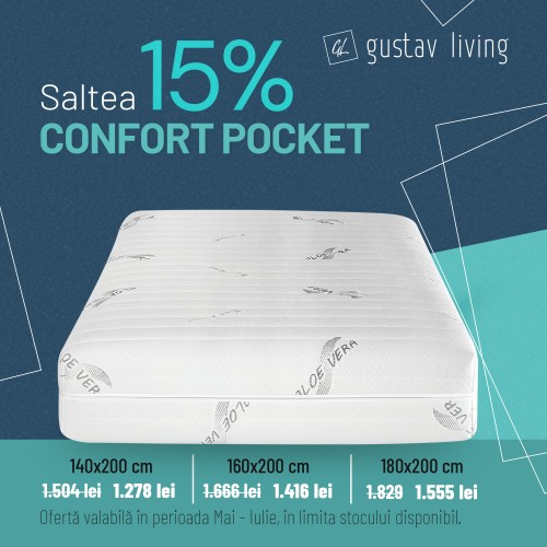 Saltea Bien Dormir Confort Pocket, ortopedica, material aloe vera, arcuri impachetate individual